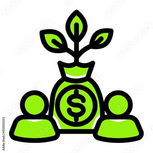 Affordable Mutual Fund Investment Icon from Financial Services Collection (Solid Color Lineal style)