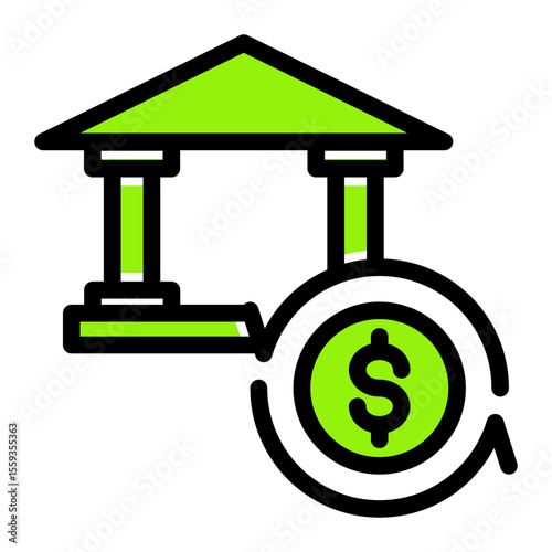 Public Banking and Investment Institution Icon from Financial Services Collection (Solid Color Lineal style)