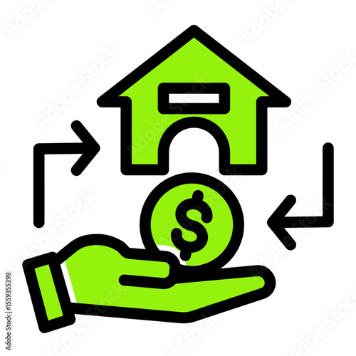 Real Estate Mortgage Loan Icon from Financial Services Collection (Solid Color Lineal style)