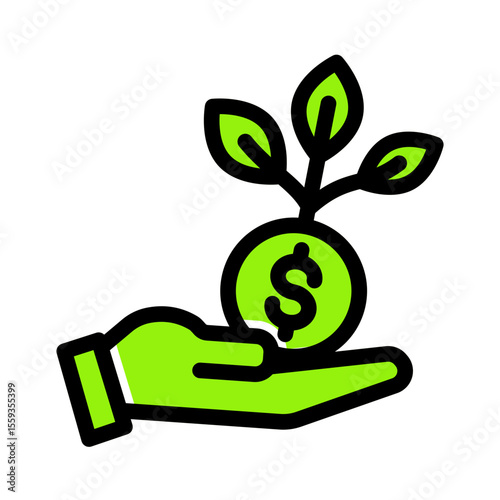 ROI Finance and Business Growth Icon from Financial Services Collection (Solid Color Lineal style)