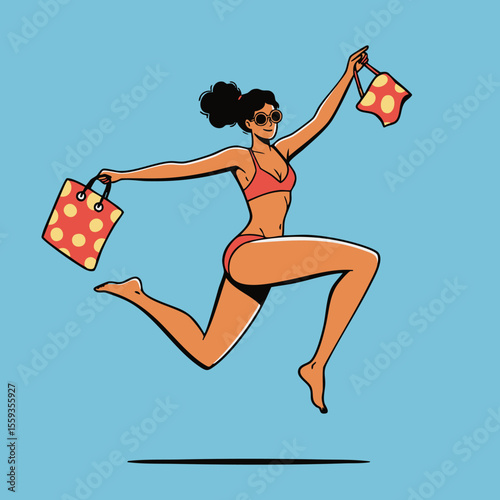 Energetic Woman Shopping Spree