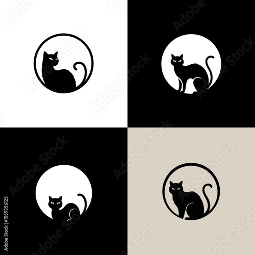 Yin Yang Cat Moon Symbol