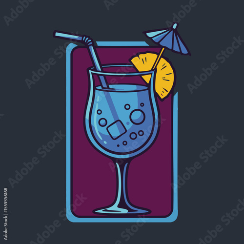 Vibrant Blue Cocktail with Cherry