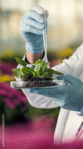 Scientist Conducting Plant Research in Modern Laboratory