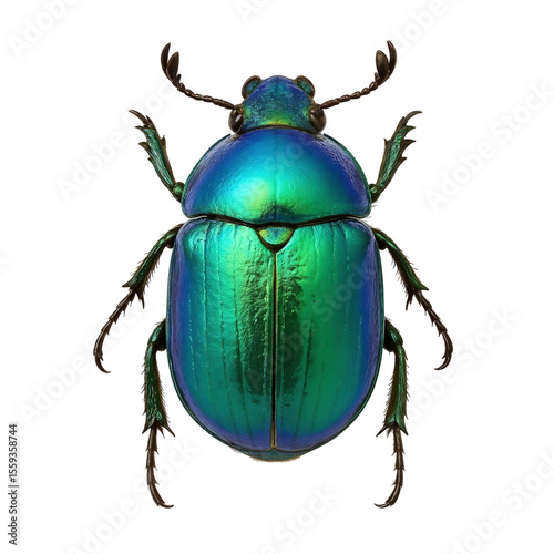 green beetle isolated on white