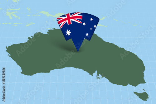 Australia Location Highlighted on Oceania Map with Flag Icon.