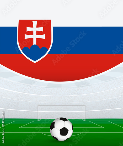 Slovakia National Football Theme, Stadium and Soccer Ball. Soccer Match Concept in Slovakia.