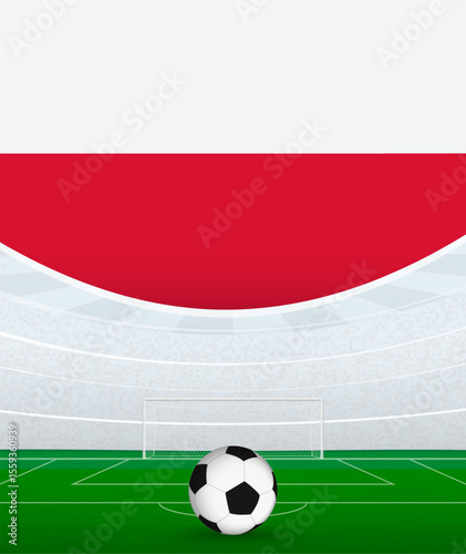 Poland National Football Theme, Stadium and Soccer Ball. Soccer Match Concept in Poland.