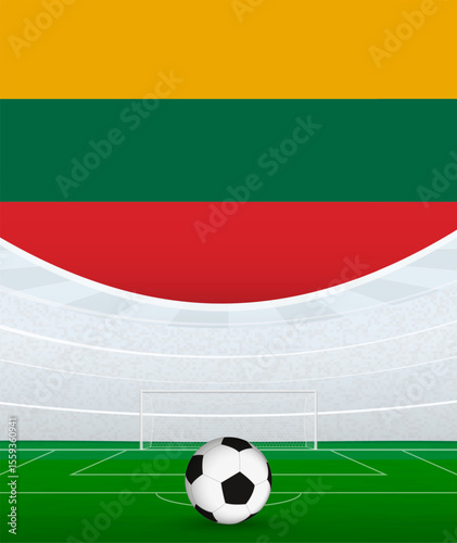 Lithuania National Football Theme, Stadium and Soccer Ball. Soccer Match Concept in Lithuania.