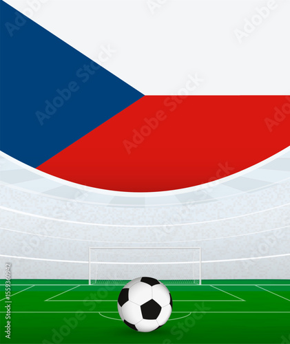 Czech Republic National Football Theme, Stadium and Soccer Ball. Soccer Match Concept in Czech Republic.
