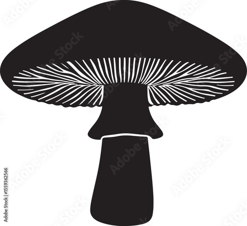 Detailed boletus mushroom silhouette illustration for classic decor