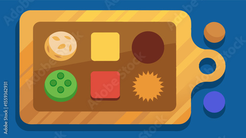 Touch and Feel Board A wooden board with different textured materials such as velvet sandpaper and fur stimulating the senses and promoting fine motor skills.. Vector illustration
