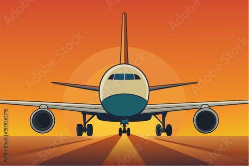 Airline travel at sunset on the runway or in the sky features commercial jets and cargo aircraft, highlighting the dynamic world of aviation