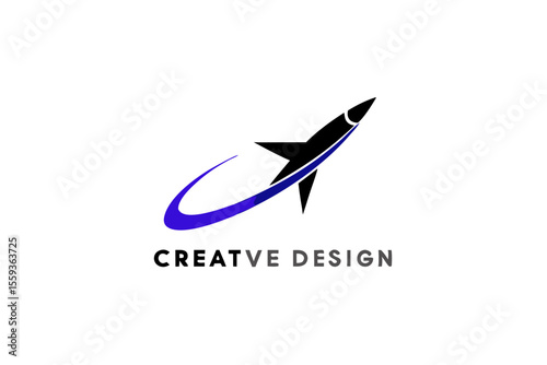 Abstract business logo design featuring a dynamic water wave element and a soaring bird silhouette