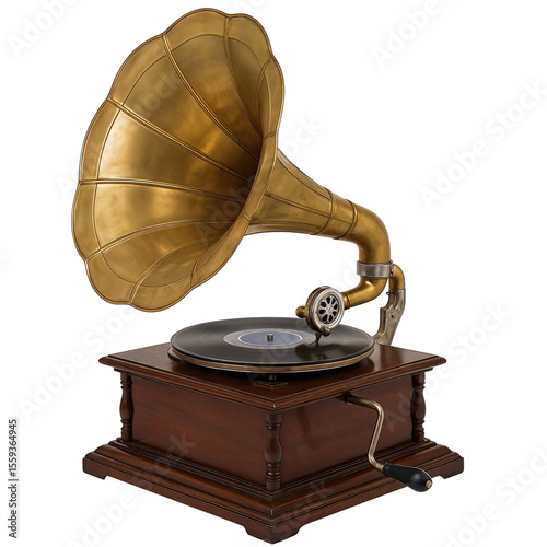 old gramophone isolated on white