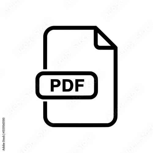 Black Outline Icon of PDF Document Page