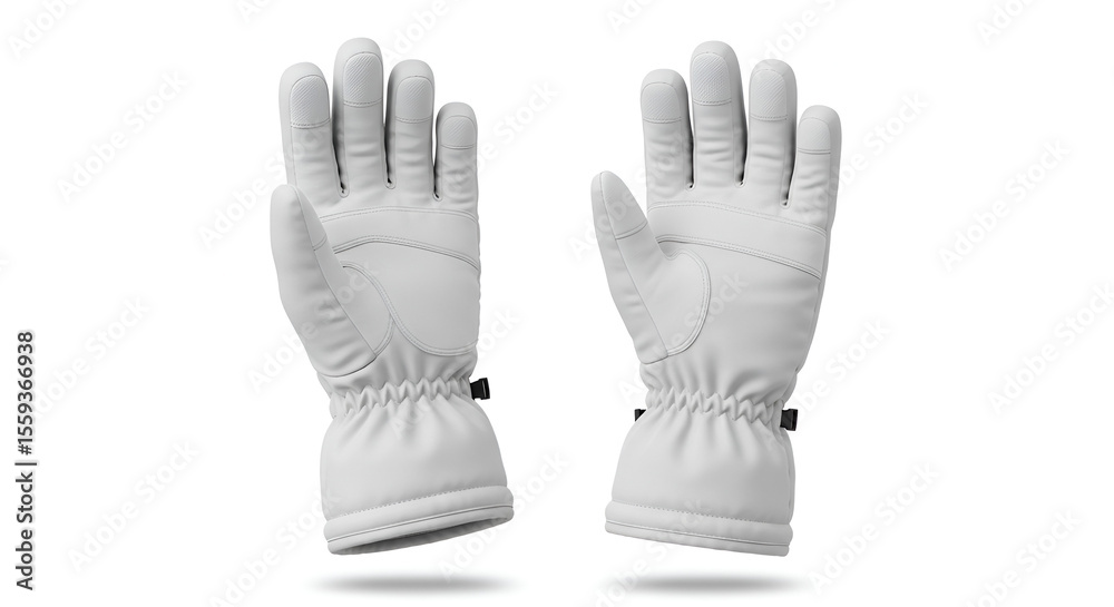 Obraz premium Pair of White Winter Gloves Isolated on White Background Studio Shot 1.
