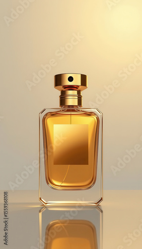 A classy bottle of perfume with an elegant design set against a soft background evoking luxury and fragrance