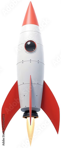 A striking rocket with a vibrant red tail igniting the imagination of space explorers and dreamers alike