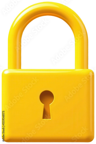 A bright yellow padlock positioned on a neutral background signifying security and vigilance in personal assets