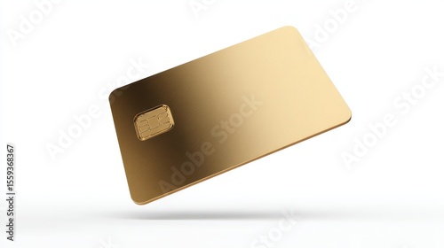 A mockup of a gold business card or credit card floating against a white background.