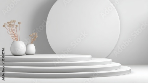Minimal background. podium and white background for product presentation. 3d rendering illustration.