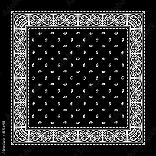 Simply Bandana decorated with white geometric ornament lines that can be applied to fabrics of various colors