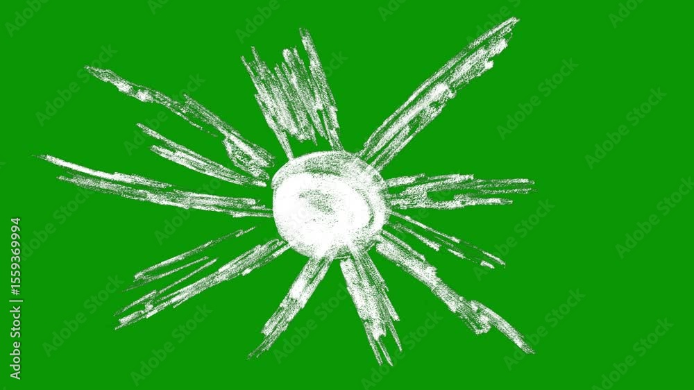 A green background with white border and black an image of sun screen circle logo on it green screen animated chromakey background depth figure illustration creative motion movement