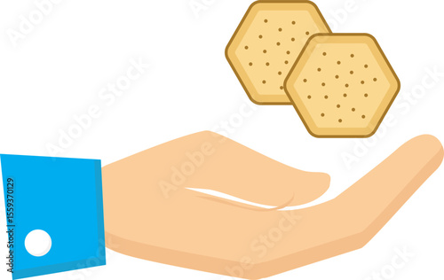 Hand Offering Crispy Crackers Delicious Snack Illustration