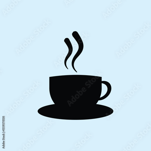 Silhouette of a coffee cup with smoke still rising from it. Illustration design element that gives encouragement in carrying out daily routines. A cup of coffee full of enthusiasm