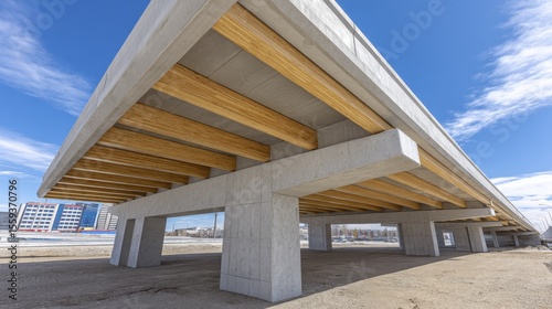 Strong concrete highway overpass, showcasing robust construction - pillars abutments civil