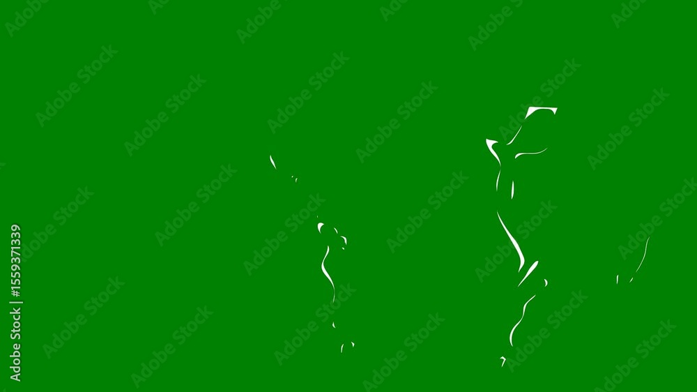 A green background with white border and silhouette of man screen horse green screen animated chromakey background motion emotion illustration depth layers creative figure composition