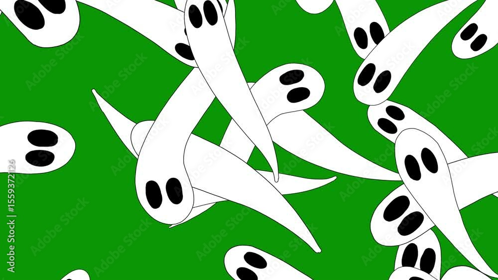 A green screen with white background and two black eyes dog on polka dots fish group of swimming in the ocean dove it animated chromakey background cartoonish elements creative emotion