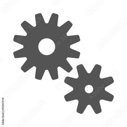 Grey Vector Icons of Cogwheels, Gears, Engineering Mechanisms, Rotation, Settings, and Dynamic Mechanical Elements for UI and Industrial Design