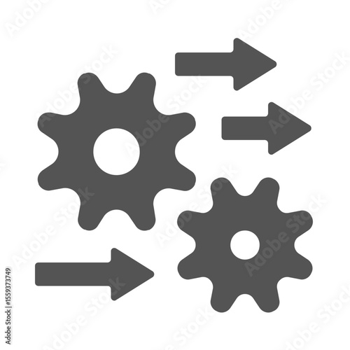 Grey Vector Icons of Cogwheels, Gears, Engineering Mechanisms, Rotation, Settings, and Dynamic Mechanical Elements for UI and Industrial Design