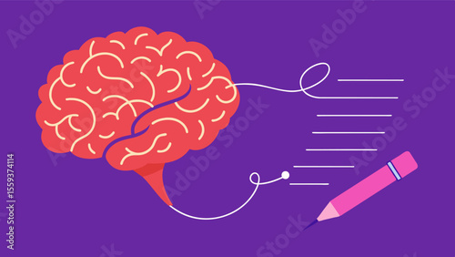 The handwriting becomes increasingly illegible a sign of the progression of a degenerative brain disease.. Vector illustration