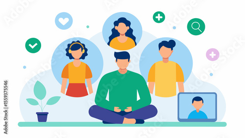 Nurturing Emotional WellBeing Participating in virtual family gatherings can provide a sense of social connection and support which can improve overall emotional wellbeing.. Vector illustration