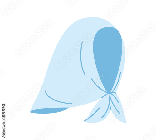 Padded Headscarf Hat with tie knot. Head Fashion accessory cap clothing technical illustration. Vector headgear for Men, women, unisex style, flat template CAD mockup sketch outline isolated