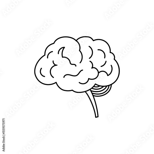 Modern brain icon with digital circuit extensions. Simple stroke illustration.