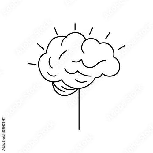 Clean minimal illustration of a neural brain. Flat design, vector outline.