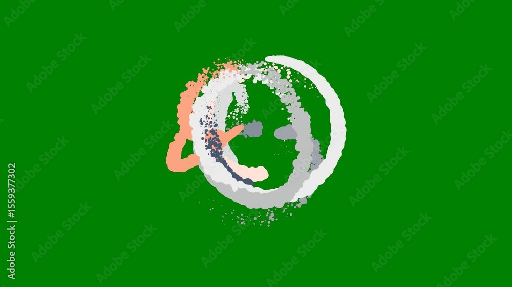 A green background with white border and screen circle in the middle red logo on it flag of ireland small insect an image man ' s face green screen animated chromakey background expression