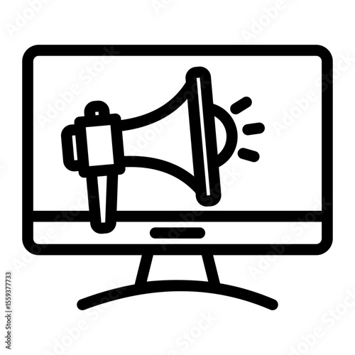 Digital Ad Campaign and Promotional Strategy Icon (Outline style)