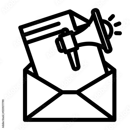 Bulk Email Campaign and Newsletter Icon (Outline style)