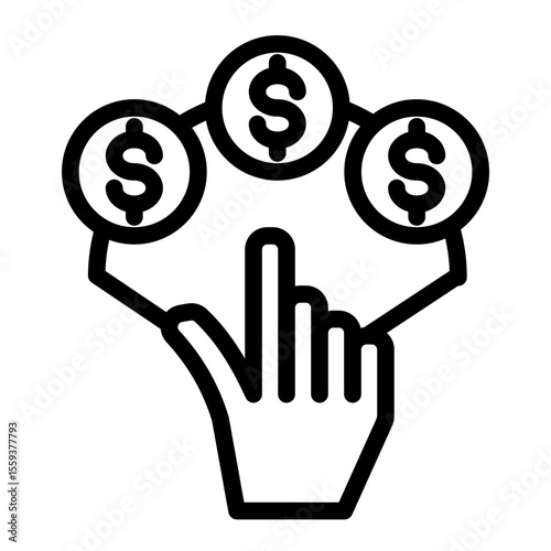 Cost Per Acquisition and Click Revenue Icon (Outline style)