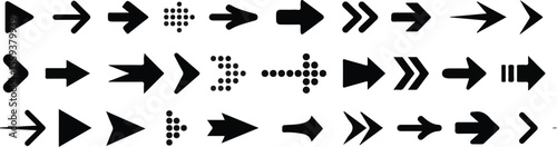 Arrow icons set. Different black arrows sign collection