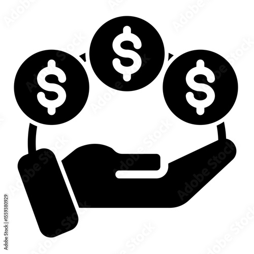 Sales Commission and Cash Reward Icon (Solid style)