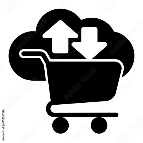 Online Marketplace and Digital Shopping Icon (Solid style)