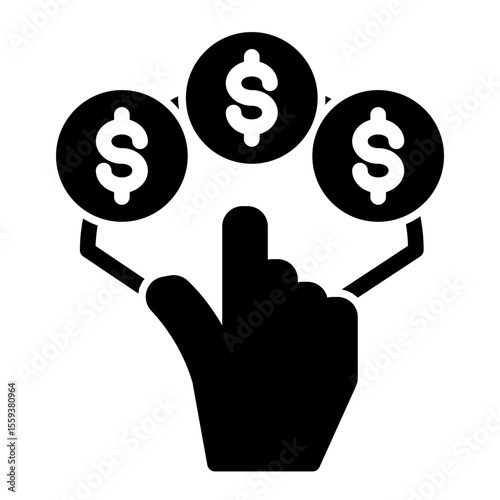 Cost Per Acquisition and Click Revenue Icon (Solid style)