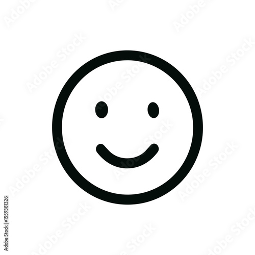 Minimalist Outline Simple Smiling Face Emoticon Expression Graphic Icon