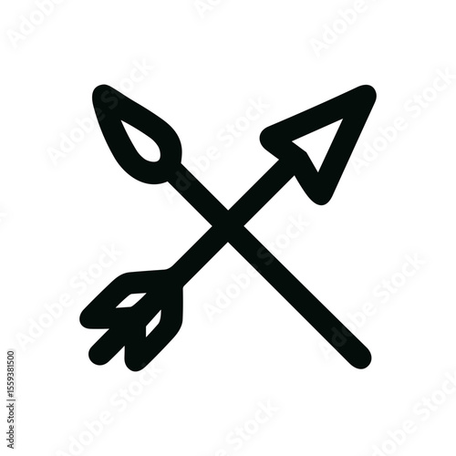 Minimalist Outline Crossed Arrows Icon Sign Symbol Graphic Element